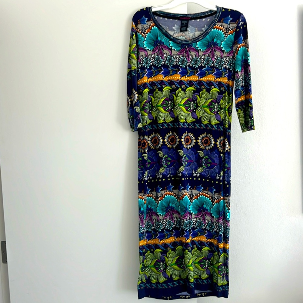 Vintage CUSTO BARCELONA Size 2 Flower Design Colorful Dress.